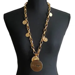 良品 INGEBORG インゲボルグ メタルコインモチーフ チェーン ロングネックレス アクセサリー ゴールドカラー レディース 古着 中古 USEDのサムネイル