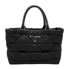 PRADA プラダ パデッド リナイロン Re-Nylon 2WAY トートバッグ トライアングルステッチ 三角プレート ICチップ 1BG436 ミディアム ブラック レディース 【中古】のサムネイル