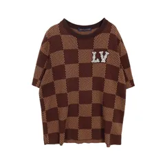ルイ・ヴィトン LOUIS VUITTON カットソー ショートスリーブコットンダミエクルーネックウィズストラスLVパッチ コットン セーター メンズ Used Aのサムネイル