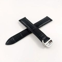 20mm 腕時計 レザー 革ベルト ブラック×レッド 黒/赤 Dバックル 【対応