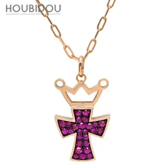 ガガミラノ GAGA MILANO ネックレス クラウンクロス レッド×ピンクゴールド 十字架 CROSS 赤 ルビー 【中古】のサムネイル