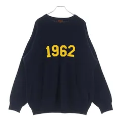 NO BRAND ノーブランド Mission District（ミッションディストリクト）1962 レタード ウール ニット セーター フェルトパッチ ネイビー NO BRAND (ノーブランド) Mission District（ミッションディストリクト