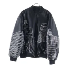 OFF-WHITE (オフホワイト) SKYLINE VARSITY LEATHER BOMBER JACKET スカイライン バーシティ 全面刺繍 レザー ボンバージャケット ブルゾン ブラック OMJA136S24LEA003のサムネイル