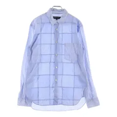 COMME des GARCONS HOMME DEUX (コムデギャルソン オムドゥ) 14SS AD2013 ストライプ切り替え ブロックチェック コットン 長袖シャツ ブルー DM-B035のサムネイル