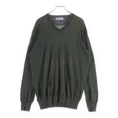BRUNELLO CUCINELLI (ブルネロクチネリ) エルボーステッチ Vネックニットセーター オリーブのサムネイル