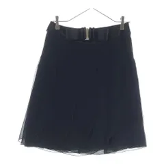 VALENTINO (ヴァレンティノ) フロントリボン ラインストーン シルク シフォンスカート ミニスカート #6 ブラックのサムネイル