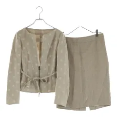 VALENTINO (ヴァレンティノ) 水玉 麻 リネン セットアップ スカート ジャケット #42 ベージュのサムネイル