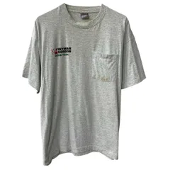 90s USA製 FRUIT OF THE LOOM 半袖 プリントTシャツ XL ライトグレー 90年代 胸ポケット コットンポリ カットソー 夏物 a807-5606のサムネイル