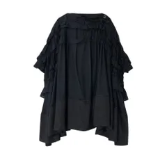 Ag10 【美品】tao COMME des GARCONS  AD2023 フリル変形スカート コットンスカート 膝丈 Sサイズ ブラック コットン100％ レディース 女性用k02iのサムネイル