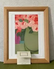 新品額入り 限定版画 ジニー・キム 直筆サイン、ED、証明書あり 薔薇 花の