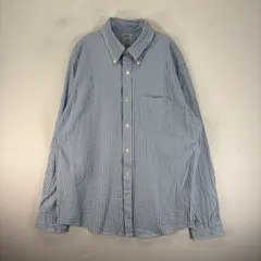 古着 ブルックスブラザーズ Brooks Brothers シアサッカー 長袖シャツ 胸ポケット ボタンダウン M  ブルー系 ストライプ メンズのサムネイル