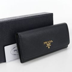 希少・廃盤】PRADA プラダ 長財布 がま口 サフィアーノレザー ブラック 
