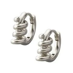 【シルバー×ピアス】[Cream dot. クリームドット公式] ピアス レディース   ニッケルフリー フープ ワンタッチ キャッチレス コイル スプリングモチーフ メタル 艶 小ぶり  のサムネイル
