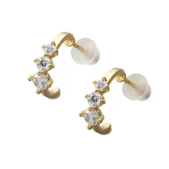 【ゴールド×ピアス】[Cream dot. クリームドット公式] ピアス レディース   ニッケルフリー スタッド C型 ビジュー ライン 3粒 グラデーション スリム オケージョン 軽量  のサムネイル