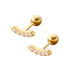 Thumbnail of 【A：ゴールド×ピアス】[Cream dot. クリームドット公式] ピアス レディース   金属アレルギー対応 つけっぱなし ステンレス ネジロック式 ボールキャッチ 落ちない ビジュー ライン 2タイプ カーブバー スマイル  