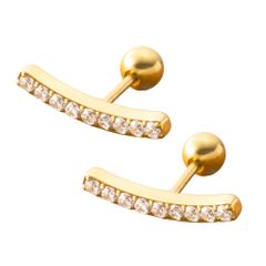 Thumbnail of 【B：ゴールド×ピアス】[Cream dot. クリームドット公式] ピアス レディース   金属アレルギー対応 つけっぱなし ステンレス ネジロック式 ボールキャッチ 落ちない ビジュー ライン 2タイプ カーブバー スマイル  