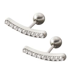 Thumbnail of 【B：シルバー×ピアス】[Cream dot. クリームドット公式] ピアス レディース   金属アレルギー対応 つけっぱなし ステンレス ネジロック式 ボールキャッチ 落ちない ビジュー ライン 2タイプ カーブバー スマイル  