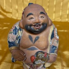 九谷焼 古九谷 和装美人 達磨の耳かき像 明治期？ 置物 飾り物 時代物