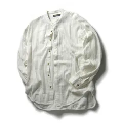 【新品】 BEAMS LIGHTS ／ ビームスライツ　ダブルガーゼ バンドカラー シャツ インド製 オフホワイト ｜ オールシーズンのサムネイル