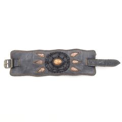 レザーバングル リストバンド ブラック 黒 中古品 V系 Y2K 00s パンク ロック vkei グランジ アクセサリー ハンドメイド