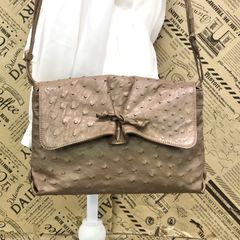 内側極美品】ルーシーサンクレール オーストリッチ ハンドバッグ 