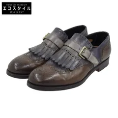 SANTONI　サントーニ　ブラウン×グレー ウィングチップ キルトモンクストラップ ドレスシューズ メンズ 6 1/2　6.5のサムネイル