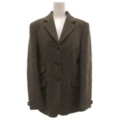 ハリスツイード Harris Tweed 美品 ヴィンテージ イングランド製 テーラードジャケット シングル ツイード 8 3B 総裏地 緑 グリーン /KB ■ECF006のサムネイル