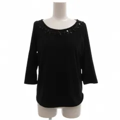 タルボット TALBOTS 美品 カットソー 長袖 S ラウンドネック ビジュー装飾 黒 ブラック /KB ■ECF006のサムネイル