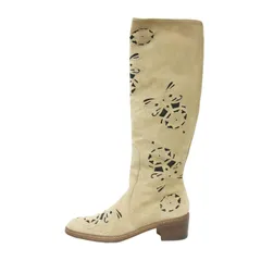 DRIES VAN NOTEN ドリスヴァンノッテン ベージュ サイズ:38(25.0cm) | スエード カットワーク ロング ブーツ / ウエスタンブーツ | ラウンドトゥ 牛革 | イタリア製 | ブランド シューズ【レディース】【中古】のサムネイル