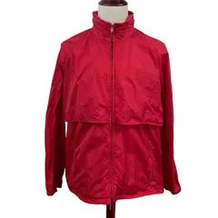 80-90年代/80-90’s ヴィンテージ Woolrich/ウールリッチ 三角タグ ナイロンジャケット フルジップ パーカー フーディー フード収納 ドローコード 裏メッシュ Philippines製 Lサイズ レッドのサムネイル