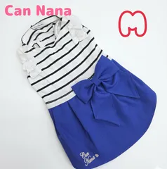 犬服　◇新品、未使用品◇　きゃんナナ　Can Nana 　リボン付きボーダーワンピース 　小型犬服　ペット服　Mサイズのサムネイル