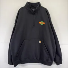 古着 カーハート Carhartt スウェット ハーフジップ ポケット 大きいサイズ プルオーバー トレーナー ワンポイント 3XL  ブラック メンズのサムネイル