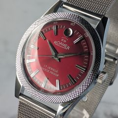 稼働品 ROAMER ローマー 手巻き ヴィンテージ ブラック文字盤 バー