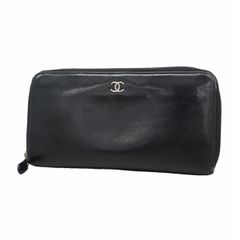 CHANEL マドモアゼル ココマーク レザー 二つ折り 長財布 ブラック