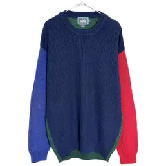 80年代 WOOLRICH ウールリッチ コットンニットセーター クレイジーパターン マルチカラー(メンズ L)中古 古着 Y5314のサムネイル