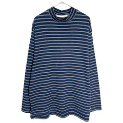 Calvin klein Jeans カルバンクライン ジーンズ モックネック 長袖Ｔシャツ ボーダー ネイビー(メンズ L)中古 古着 Y5324のサムネイル