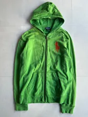 "POLO by ralph lauren"ポロバイラルフローレン　ビッグポニー　ジップパーカー　黄緑　グリーン　archive アーカイブ　00s ストリート　インポート ドメス　vintage ヴィンテージ　モード　y2k　90s 海外ストリートのサムネイル