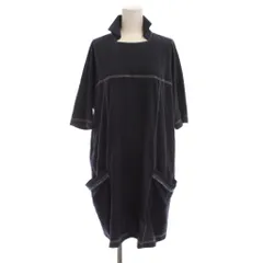 トランク TRUNK ワンピース 38 紺 七分袖 スタンドカラー ステッチデザイン /JPのサムネイル