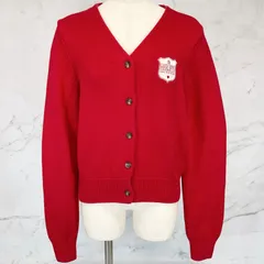 Her lip to ハーリップトゥ　Be Mine Emblem Knit Cardigan 長袖　ニットカーディガン　コットン　ナイロン　シルク　レッド　赤　F フリーサイズ 1244202211のサムネイル