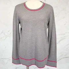 美品　FABIANA FILIPPI ファビアナフィリッピ　ニット　セーター　長袖　クルーネック　エクストラファインメリノウール イタリア製　グレー　ピンク　レディース　46サイズのサムネイル