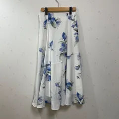 JUSGLITTY 花柄 フレアロングスカート サイズ1 ホワイト ブルーのサムネイル