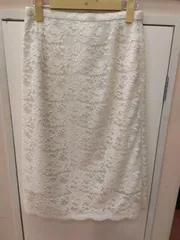 M24　モリハナエ　HANAE MORI　森英恵　総レース　スカート　アイボリーカラー　上品　日本製　生誕100年のサムネイル