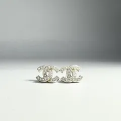 CHANEL シャネル ピアス ココマーク ラインストーン シルバーのサムネイル
