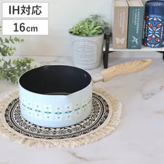 ミルクパン 16cm IH対応 Plune. （ ガス火対応 ソースパン 片手鍋 小鍋 コンパクト 鍋 小型 ミニ鍋 アルミ製 ふっ素樹脂加工 16センチ 片手なべ 両口鍋 ミニ 花柄 小さい 小ぶり テキスタイル お手入れ簡単 調理用品 )のサムネイル