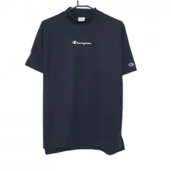 【超美品】チャンピオン 半袖ハイネックシャツ ネイビー×白 ロゴプリント メンズ X-LARGE ゴルフウェア Championのサムネイル