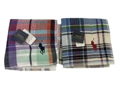 ①【送料無料】【新品】ポロラルフローレンPOLO RALPH LAUREN チェック柄 タオルハンカチ  ガーゼ 　2枚　ポロベア刺繍　 ■管理番号L30116YER-260709-20（198）のサムネイル
