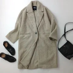 ZARA ザラ テーラード ブークレ ロングコート ベージュ /26Fのサムネイル