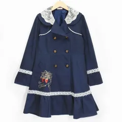axes Femme POETIQUE アクシーズファム ポエティック スカラップコート ネイビー レディース M レース いちご リボン 刺繍 フィットアンドフレア アウター トレンチコート GG442X10P 秋冬のサムネイル