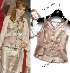 シャネル トップス CHANEL ゴールド メタリック ベスト チュニック カール・ラガーフェルド 貴重 34のサムネイル