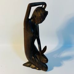 人間国宝 高橋敬典作 阿波おどり 鋳鉄人形 男踊り 鉄製置物 作者銘 木